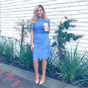 Chi Chi London Lace Dress - Cornflower Blue